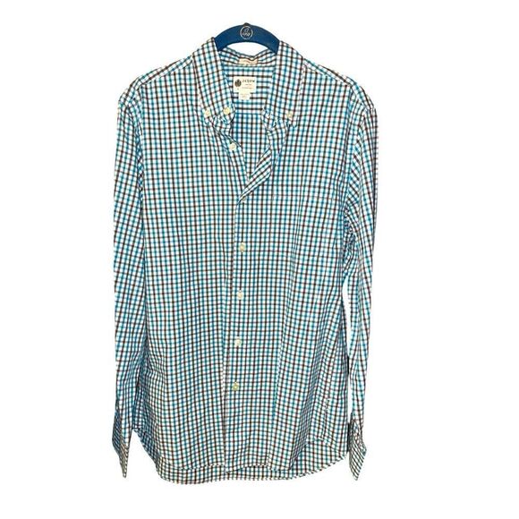 J Crew Cotton Shirt - Blue Plaid Button Down Collar - Men's Size S - Picture 1 of 2